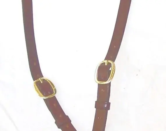 Leather horse bridle with brass buckles