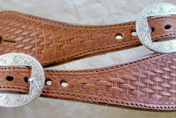 Leather spur straps with silver buckles