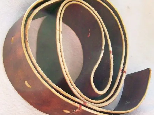 Coiled brown leather strap