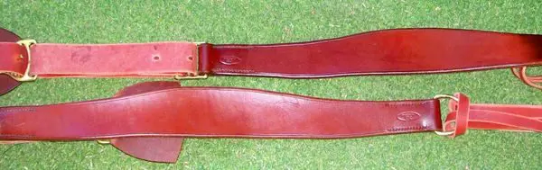Brown leather straps with buckles