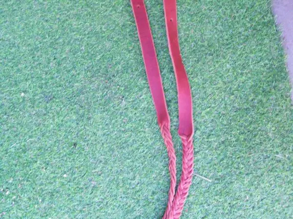 Leather straps on green grass