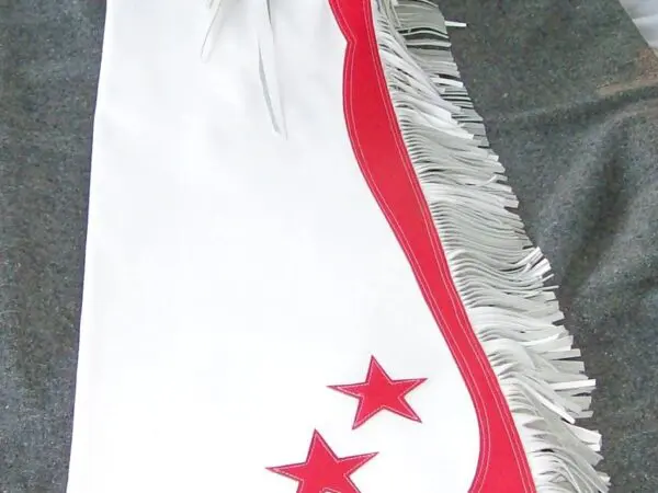 White and red fringed chaps with stars