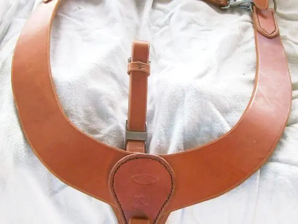 Brown leather equestrian breastplate