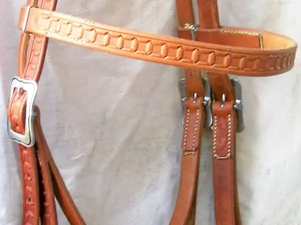 Equestrian bridle with silver buckle