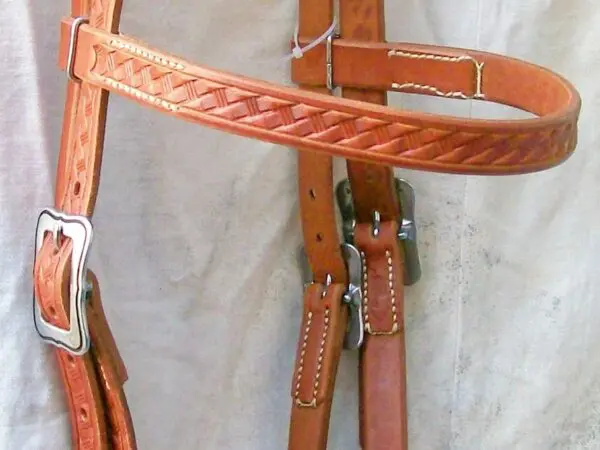 Detailed brown leather bridle