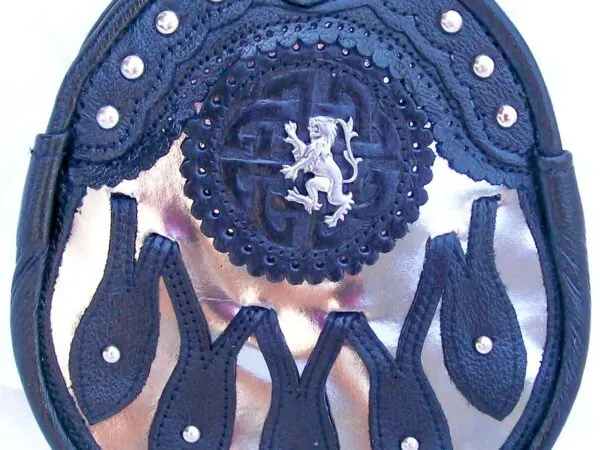 Ornate sporran featuring metallic accents