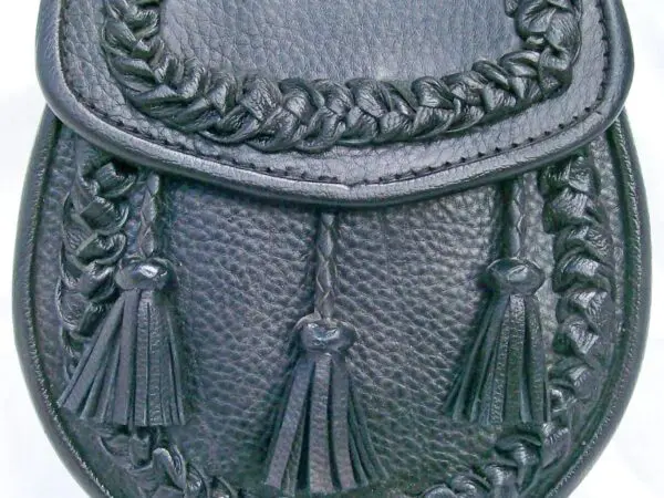 Decorative leather pouch with tassels