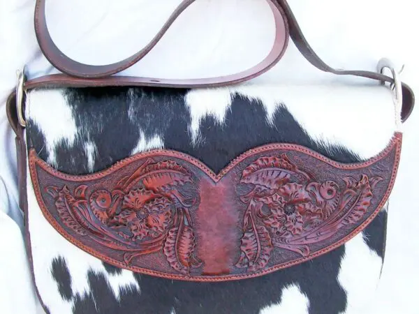Leather and cowhide shoulder bag