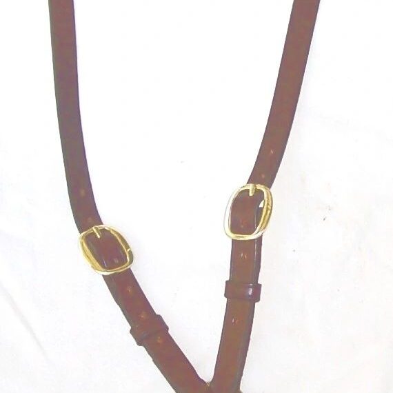 Leather horse bridle with brass buckles