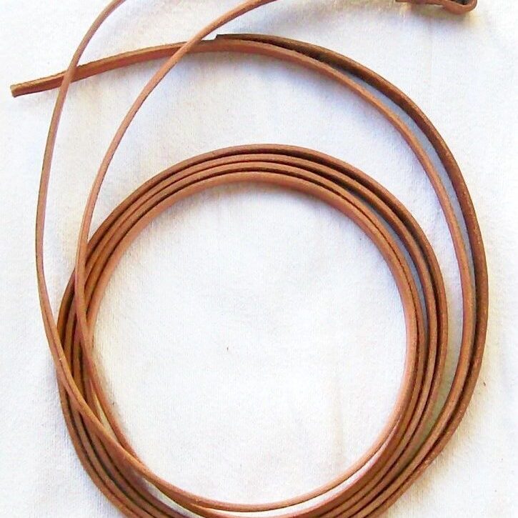Brown leather strings neatly coiled