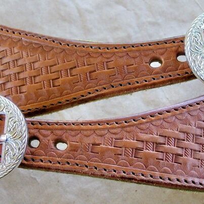 Leather spur straps with silver buckles