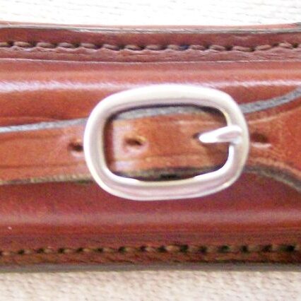 Brown leather strap with silver buckle