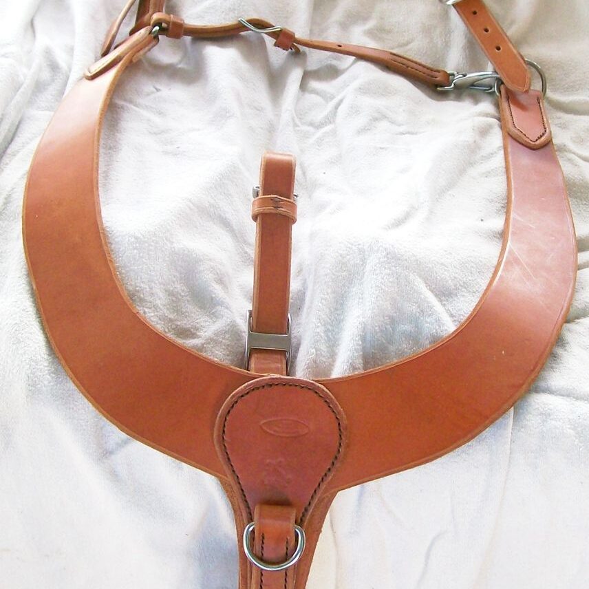Brown leather equestrian breastplate