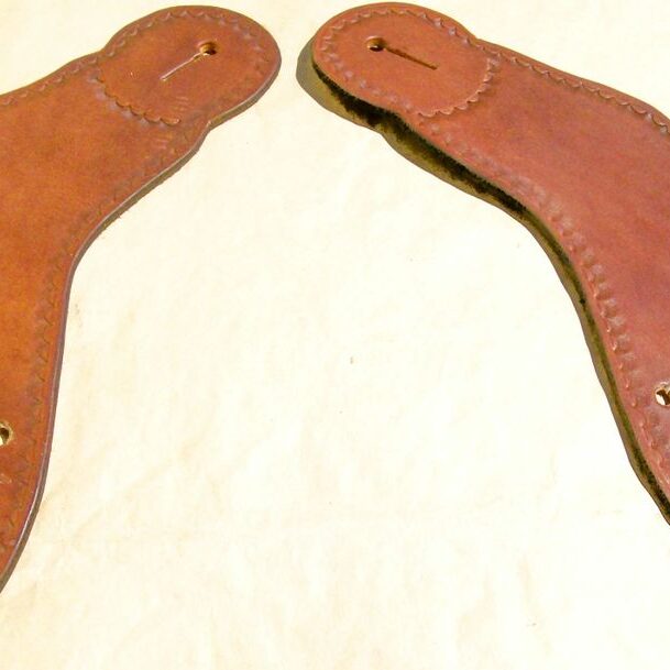 Brown leather insoles with stitching detail