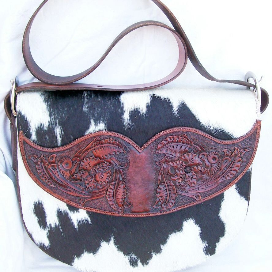 Leather and cowhide shoulder bag