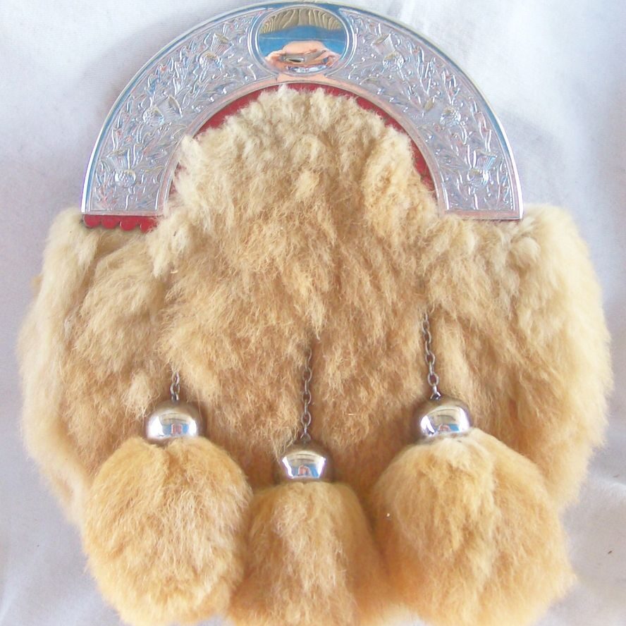 Traditional fur sporran with metal accents