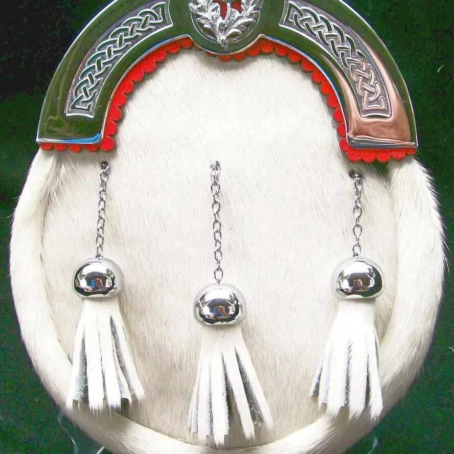 Elegant sporran on a dark green background